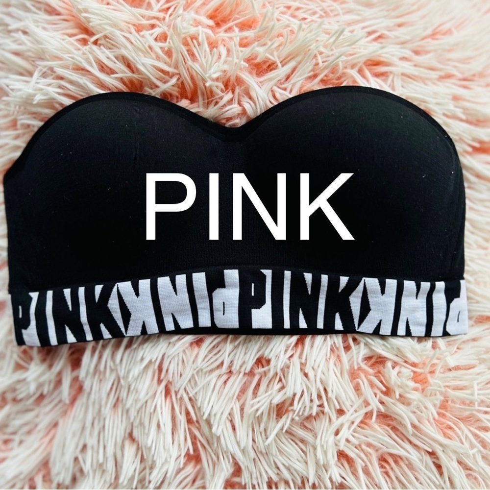 Small Pink Black Strapless Bandeau